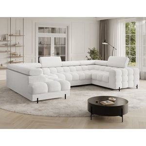Coltar extensibil stanga 3 locuri ELTAP, LT-01ROY, Fectory, 346x205x93 cm, lemn/poliester, alb imagine
