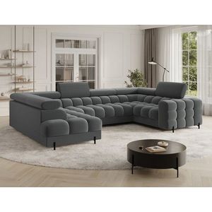 Coltar extensibil stanga 3 locuri ELTAP, LT-06SO, Fectory, 346x205x93 cm, lemn/poliester, gri inchis imagine