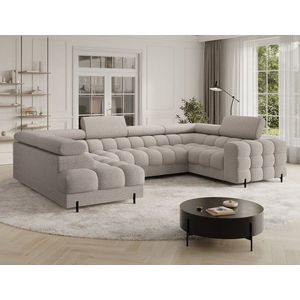 Coltar extensibil stanga 3 locuri ELTAP, LT-18ROY, Fectory, 346x205x93 cm, lemn/poliester, bej deschis imagine