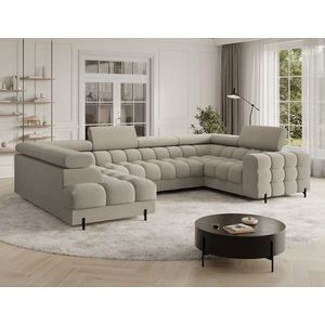 Coltar extensibil stanga 3 locuri ELTAP, LT-18AU, Fectory, 346x205x93 cm, lemn/poliester, bej imagine