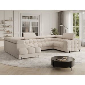 Coltar extensibil stanga 3 locuri ELTAP, LT-18CAL, Fectory, 346x205x93 cm, lemn/poliester, bej deschis imagine