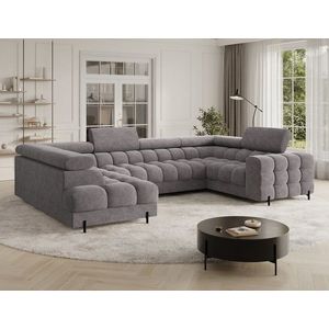 Coltar extensibil stanga 3 locuri ELTAP, LT-04AU, Fectory, 346x205x93 cm, lemn/poliester, gri inchis imagine