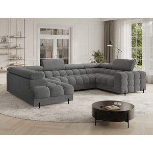 Coltar extensibil stanga 3 locuri ELTAP, LT-03ROY, Fectory, 346x205x93 cm, lemn/poliester, gri imagine