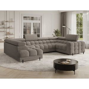 Coltar extensibil stanga 3 locuri ELTAP, LT-20ROY, Fectory, 346x205x93 cm, lemn/poliester, maro imagine