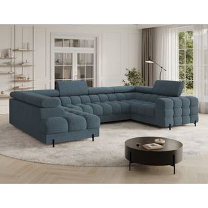 Coltar extensibil stanga 3 locuri ELTAP, LT-40JAF, Fectory, 346x205x93 cm, lemn/poliester, albastru imagine