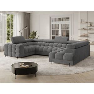 Coltar extensibil dreapta 3 locuri ELTAP, RT-03ROY, Fectory, 346x205x93 cm, lemn/poliester, gri imagine