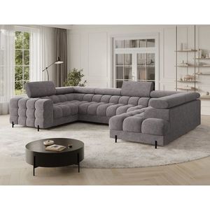 Coltar extensibil dreapta 3 locuri ELTAP, RT-04AU, Fectory, 346x205x93 cm, lemn/poliester, gri inchis imagine