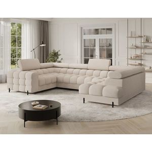 Coltar extensibil dreapta 3 locuri ELTAP, RT-18CAL, Fectory, 346x205x93 cm, lemn/poliester, bej deschis imagine