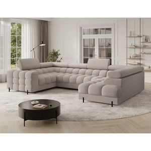 Coltar extensibil dreapta 3 locuri ELTAP, RT-18ROY, Fectory, 346x205x93 cm, lemn/poliester, bej deschis imagine