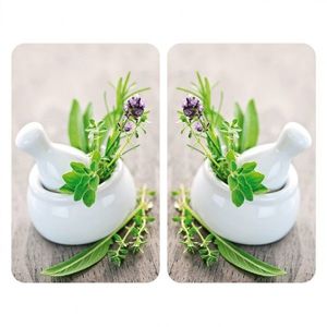 Set 2 protectii universale pentru aragaz Herb Garden, Wenko, sticla/termoplastic, 30 x 52 cm, multicolor imagine
