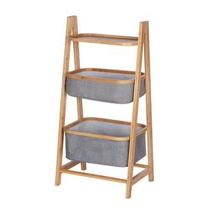 Organizator pentru baie cu 2 compartimente, Bahari, Wenko, 91 x 44 cm, lemn/poliester/bumbac, gri/natur imagine