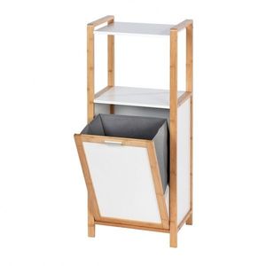 Organizator si cos pentru rufe 2 in 1 Finja, Wenko, 40 x 95 cm, bambus, alb/natur imagine