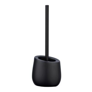 Perie pentru toaleta cu suport, Wenko, Badi, 13.5 x 38 cm, ceramica, negru imagine