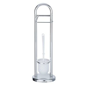 Suport hartie igienica si perie toaleta, Wenko, Siena Chrome, 19 x 63 x 19 cm, inox/polipropilena imagine