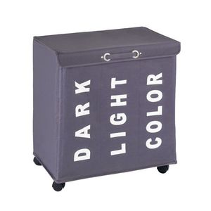 Cos de rufe cu 3 compartimente, Wenko, Trivo, 116 L, 56 x 60 x 35 cm, poliester/polipropilena, gri imagine