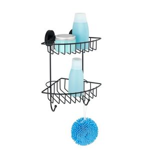 Polita pentru baie Rack Bari, Wenko, 22.5x16x29.5 cm, metal/otel, negru imagine