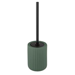 Perie pentru toaleta cu suport Belluno, Wenko, 11.5x42 cm, ceramica/inox, verde/negru imagine
