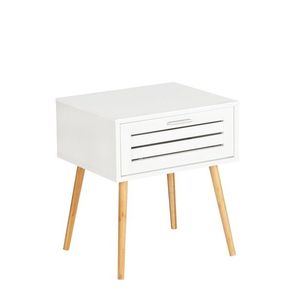 Masuta multifunctionala, Wenko, Finja, 38 x 50 x 45 cm, bambus/mdf, alb/natur imagine