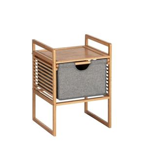 Masuta cu spatiu pentru depozitare, Wenko, Bahari, 40 x 40 x 56 cm, bambus/poliester, maro/gri imagine