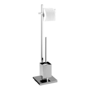 Suport pentru hartie igienica si perie toaleta, Wenko, Quadro, 18.5 x 72.5 x 23.5 cm, inox/plastic imagine