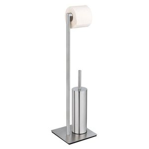 Suport pentru hartie igienica si perie toaleta, Wenko, Recco, 20 x 71.5 x 20 cm, inox, gri imagine
