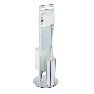 Suport hartie igienica si perie toaleta, Wenko, Sulmona, 25 x 76 x 25 cm, inox/polipropilena, gri imagine