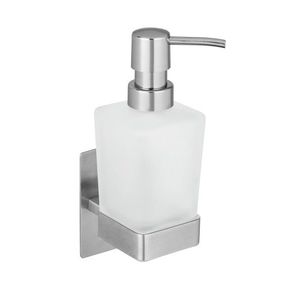 Dozator sapun lichis cu suport, Wenko, Turbo-Loc, Genova Matt, 6.2 x 19.7 x 9 cm, inox/sticla imagine