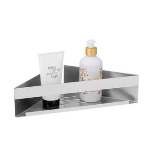 Etajera de colt pentru baie, Wenko, Turbo-Loc, Genova Matt, 36 x 8 x 17 cm, inox, gri imagine