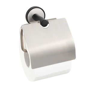 Suport hartie igienica, Wenko, UV-Loc, Udine, 14.5 x 12.5 x 6.4 cm, inox, gri/negru imagine