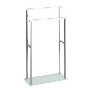 Suport pentru prosoape de baie, Wenko, Debar, 20 x 46 x 83 cm, inox/sticla, alb imagine