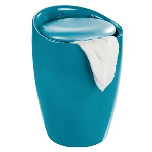 Taburet baie, Wenko, Candy Black Leather, cos de rufe inclus, 36 x 50.5 x 36 cm, plastic/poliester, petrol imagine