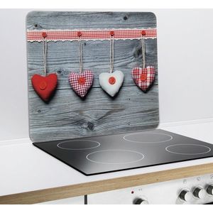 Protectie aragaz, Wenko, Multi Hearts, 55 x 50 x 0.5 cm, sticla termorezistenta, multicolor imagine