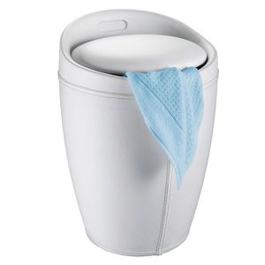 Taburet, Wenko, Candy White Leather, cos de rufe inclus, 55 L, plastic/poliester, natur imagine