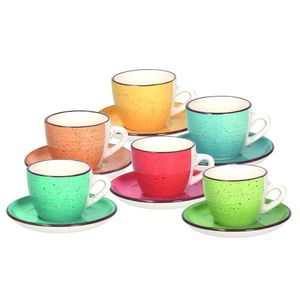 Set 6 cesti de cafea cu farfurie Louise Art and Pepper, Tognana Porcellane, 95 ml, ceramica, multicolor imagine