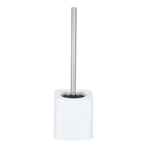 Perie pentru toaleta cu suport Hexa, Wenko, 12x12x39.5 cm, ceramica/silicon, alb imagine