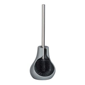Perie pentru toaleta cu suport Drop Neo, Wenko, 14x13.5x40 cm, ceramica/silicon, gri imagine