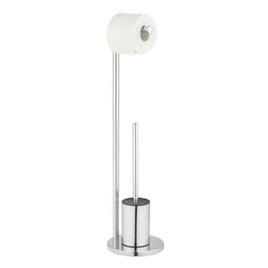 Suport hartie igienica si perie pentru toaleta Ferla, Wenko, 18x69.5 cm, metal/inox, argintiu lucios imagine