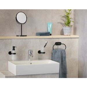 Suport pentru periute si pasta de dinti Orea Black, Wenko, 10x10x9.5 cm, inox, negru/alb imagine