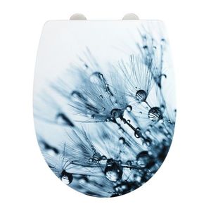 Capac de toaleta Relief, Wenko, 36.5x45 cm, termoplastic/inox, albastru/alb imagine