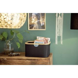 Cos pentru rufe Ecori, Wenko, 40x33x21.5 cm, bambus/poliester/polietilena, natur/negru imagine