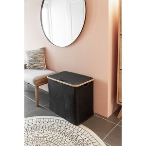 Cos pentru rufe Ecori, Wenko, 57x37x50 cm, bambus/poliester/polietilena, negru/natur imagine