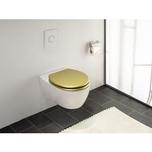 Capac de toaleta Aldeno, Wenko, 37x41 cm, MDF/inox, auriu imagine
