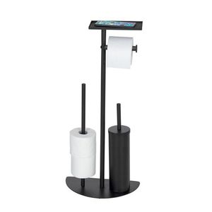 Suport hartie igienica si perie toaleta Cosenza, Wenko, 32.5x17.5x72 cm, metal/plastic EVA, negru imagine