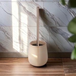 Perie pentru toaleta cu suport Sirmione, Wenko, 10.5x40 cm, ceramica/inox, bej imagine