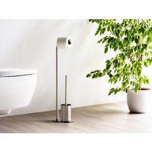 Suport pentru hartie igienica si perie toaleta Levante, Wenko, 23x17x63 cm, inox, argintiu mat imagine