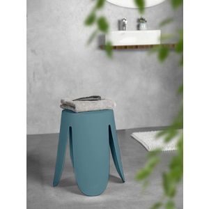 Taburet pentru baie Comiso, Wenko, 44.5x46 cm, plastic/poliuretan, albastru petrol imagine