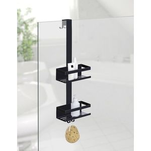 Etajera suspendata pentru baie cu 2 rafturi Bribano Duo, Wenko, 23x18x71 cm, inox, negru imagine
