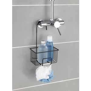 Etajera suspendata pentru baie Milito, Wenko, 18x13x28.5 cm, inox/PET, negru imagine