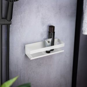 Etajera pentru baie Genova, Wenko, 30x10.5x8 cm, inox, alb imagine