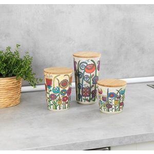 Set 3 recipiente pentru depozitare Garden, Wenko, 0.5 L/0.7 L/0.95 L, bambus/silicon, multicolor imagine